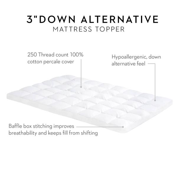 malouf isolus plush down alternative fiber bed mattress topper