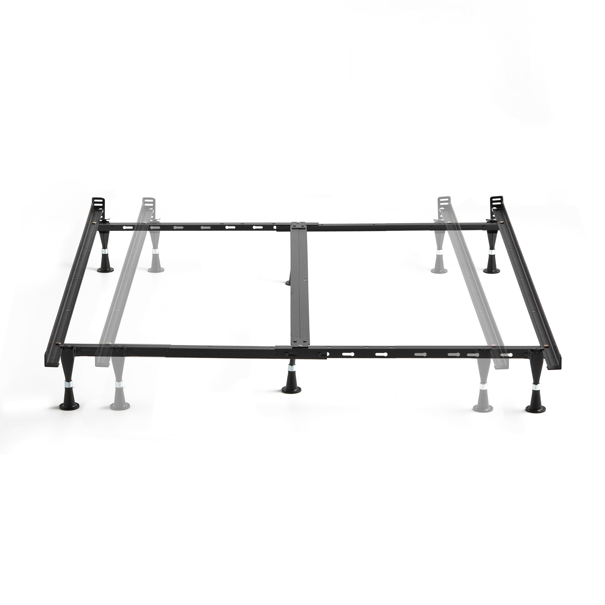 Adjustable metal bed frame with deals wheels